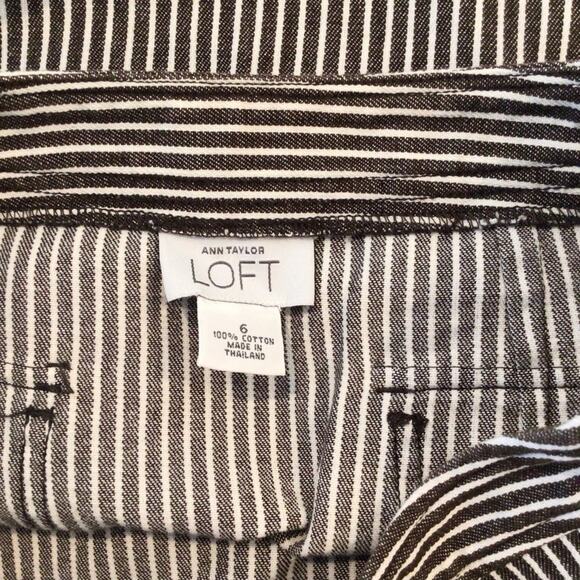 LOFT Brown & White Stripe Denim Mini Straight Skirt size 6 - Picture 3 of 3